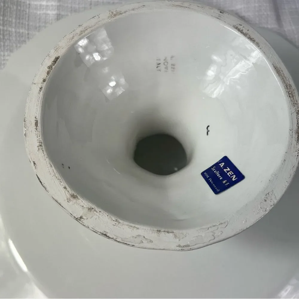 Vintage Antonio Zen Scultore Nove Italian Hand painted Cake Platter Pedestal